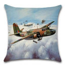 Axyaa Retro Airplane Cartoon Pattern Cushion Cover