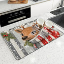 Christmas Deer Socks Berries Non-Slip Drying Mat by Axyaa Kitchen Counter Placemat