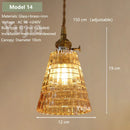 Axyaa Amber Glass Pendant Light Brass Vintage Adjustable Hanging Lamp