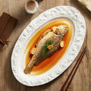 Axyaa Ceramic Fish Plate set, high-grade oval dinner plate for elegant dining experience.