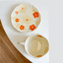 Hand-painted Flower Pattern Coffee Mug Set with Saucers by Axyaa