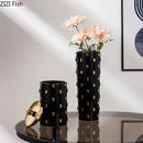 Axyaa Gold Spike Ceramic Vase Fake Flowers Modern Home Decor