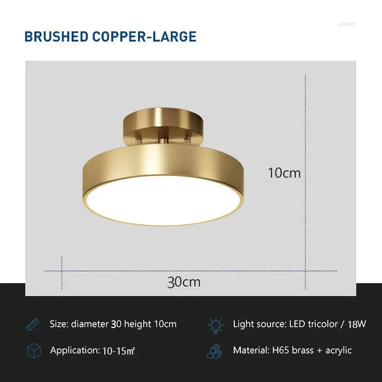 Axyaa Round Copper LED Ceiling Lights for Home Decor, Bedroom, Living Room