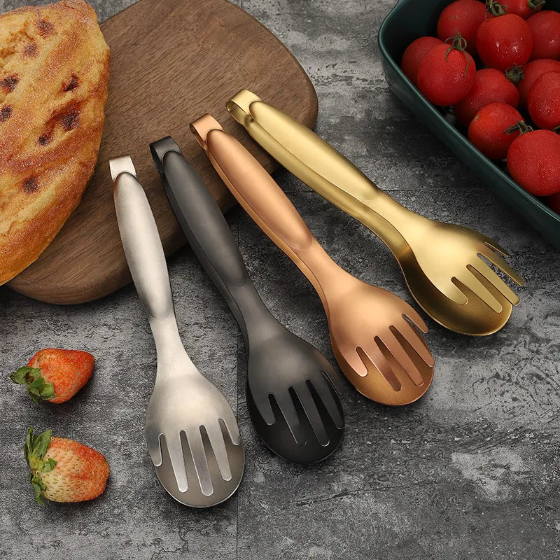 Axyaa Stainless Steel Food Tongs - Non-Slip Cooking Tool for Barbecue, Grilling & Frying