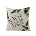 Axyaa Green Leaf Linen Pillow Cover - Stylish Sofa Decor & Home Accent