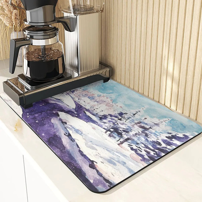 Axyaa Four Seasons Pattern Table Placemats - Absorbent Cup Stand Mats