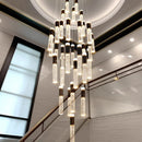 Axyaa Crystal Chandelier Stair Pendant Lamp Living Room Interior Lighting