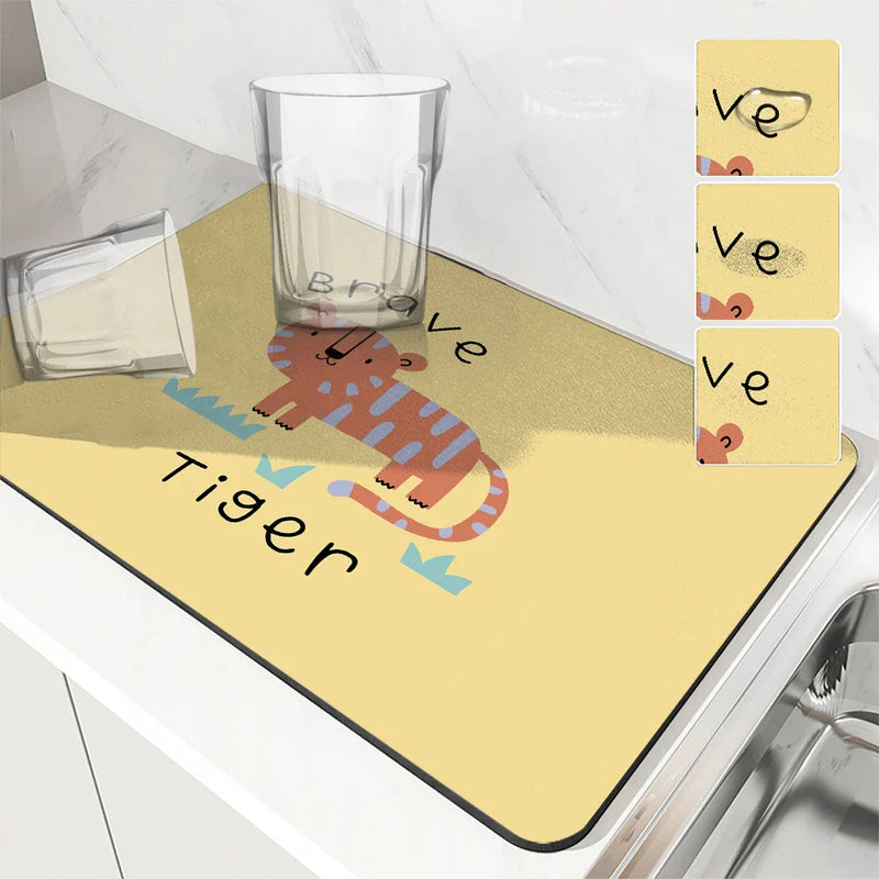 Axyaa Bear Design Absorbent Kitchen Draining Mat