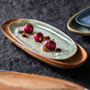 Axyaa Retro Oval Ceramic Sushi Plate Set | Restaurant Tableware for Molecular Cuisine