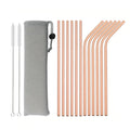 Axyaa Gold Stainless Steel Reusable Drinking Straws Set for Bar Party Cocktail