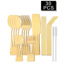 Axyaa Stainless Steel Cutlery Set - 30 Pieces, Black Dinnerware Flatware Set