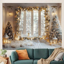 Axyaa Winter Wonderland Wall Tapestry Snow Scene Christmas Tree Decor