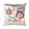 Axyaa Christmas Pillow Cover: Santa Snowman Tree Print for Sofa Decor