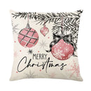 Axyaa Christmas Pillow Cover: Santa Snowman Tree Print for Sofa Decor