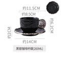 Axyaa Ceramic Embossed Coffee Cup and Saucer Set - Black White Latte Mug for Exquisite Tea