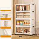 Axyaa Double-Door Plastic Storage Cabinet for Bedroom, Multi-Layer Organizer Box with Lid