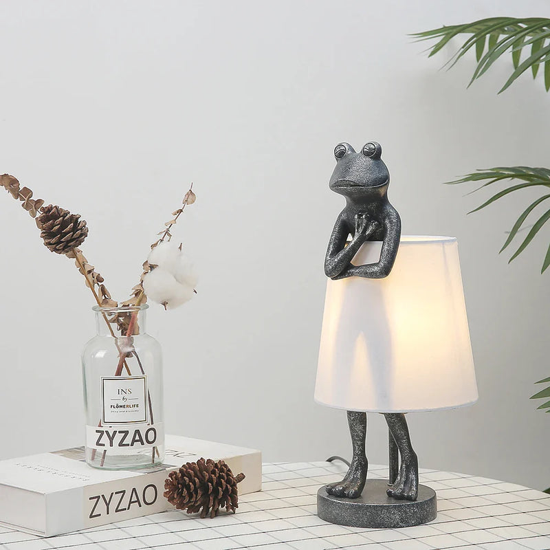 Nordic Frog Table Lamp: Retro Resin Desk Lamp for Living Room Decor by Axyaa