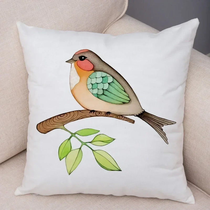 Axyaa Cartoon Parrot Pillowcase with Birds and Flowers 45x45cm