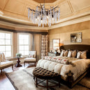 Axyaa Antique Bronze Ice Crystal Chandelier for Kitchen Table Island Bedroom.