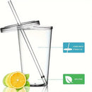 Axyaa Transparent Plastic Drinking Cup with Lid and Straw - Set of 3