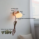Axyaa Nordic Modern Wood Amber Glass LED Wall Sconce Stair Light FixtureLampara