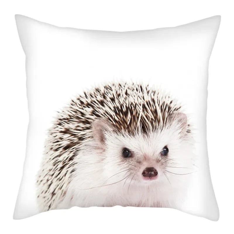 Hedgehog Print Pillow Cover for Home Sofa Decor 45X45cm - Axyaa