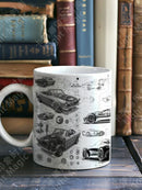 Axyaa Retro 1960s Style Car Art Mug - Microwave Safe, Ideal for Coffee Enthusiasts