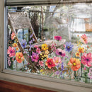 Colorful Flowers Butterfly Wall Sticker for Glass Windows by Axyaa