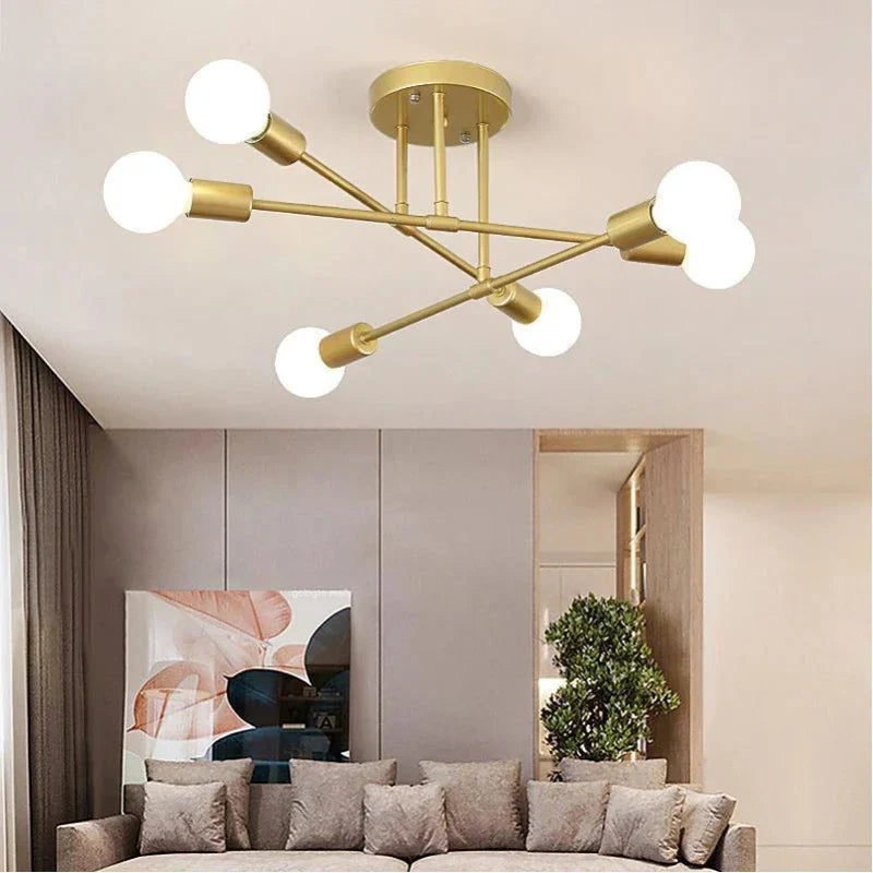 Nordic Modern Golden Iron Art Chandeliers for Bedroom, Study, and Restaurant by Axyaa