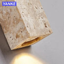Axyaa Yellow Travertine Cave Stone Wall Light - Retro Staircase Bedroom Lamp