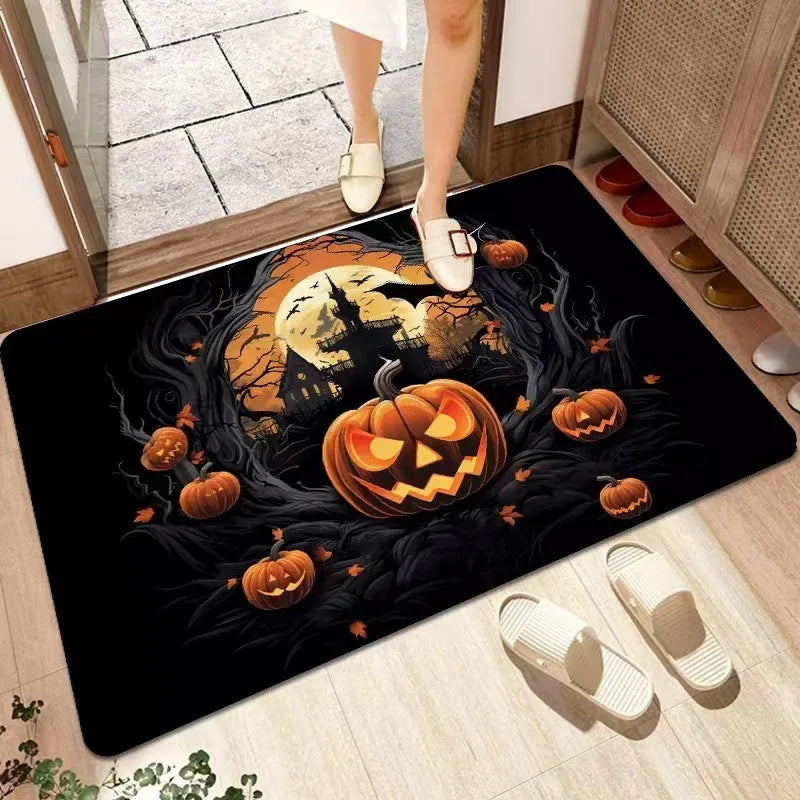 Axyaa Halloween Ghost Face Pumpkin Lantern Floor Mat