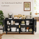 Axyaa 4-Door Wooden Storage Cabinet with Adjustable Shelf and Iron Legs