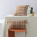 Axyaa Handmade Woven Cotton Tassel Cushion Cover for Home Decor