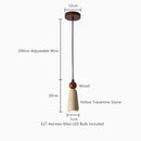 Axyaa Yellow Travertine Wood Pendant Light, LED Hanging Lamp for Dinging Living Room