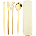 Axyaa Black Gold Stainless Steel Cutlery Set in Storage Box