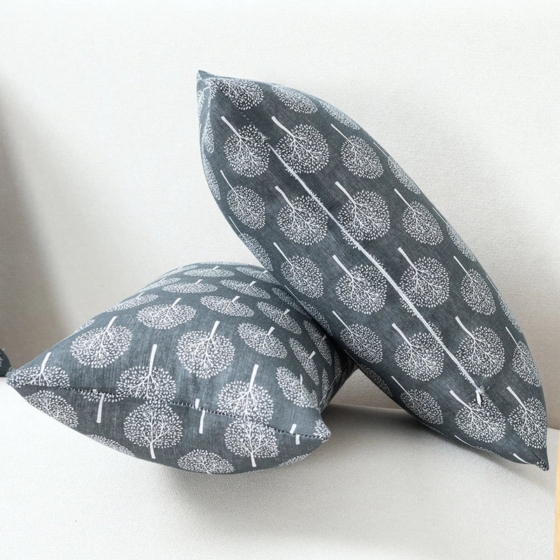 Axyaa White Linen Print Cushion Cover for Living Room and Bedroom