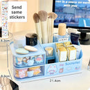 Axyaa Bear Handle Desk Organizer: Pen Holder, Sticky Note & Tape Storage Box