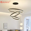 Axyaa Circle Rings LED Pendant Lights for Living Room Dining Room, Modern Acrylic Aluminum Chandelier