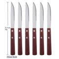 Axyaa Wood Handle Steak Knives Set Stainless Steel Cutlery Dinnerware Kit