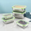 Axyaa Stainless Steel Square Food Storage Set of 3 Leadership Lunch Fridge Container