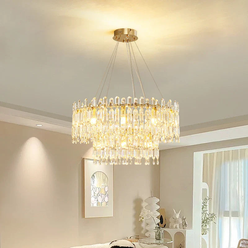 Axyaa Crystal Ceiling Chandelier: Postmodern Luxury for Home Living Room, Dining Room, Bedroom.