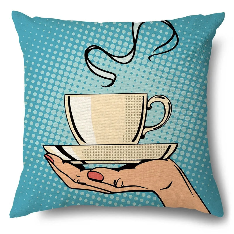 Axyaa Soft Plush POP Comic Portrait Cushion Cover - Home Decor Pillowcase