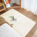 Axyaa Ultra Soft Faux Rabbit Fur Rug - Gray Fluffy Living Room Bedroom Carpet
