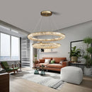 Axyaa Luxury Gold Round LED Chandelier for Living Room, Bedroom, and Dining Table