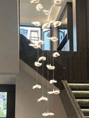 Axyaa Crystal Glass Stair Chandelier for Modern Luxury Living Room Lighting