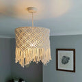 Axyaa Nordic Boho Chic Macrame Chandelier Handwoven Cotton Rope Lamp Shade