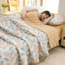 Axyaa Floral Summer Blanket & Pillowcase Set - Soft Knitted Duvet, Breathable & Skin-Friendly