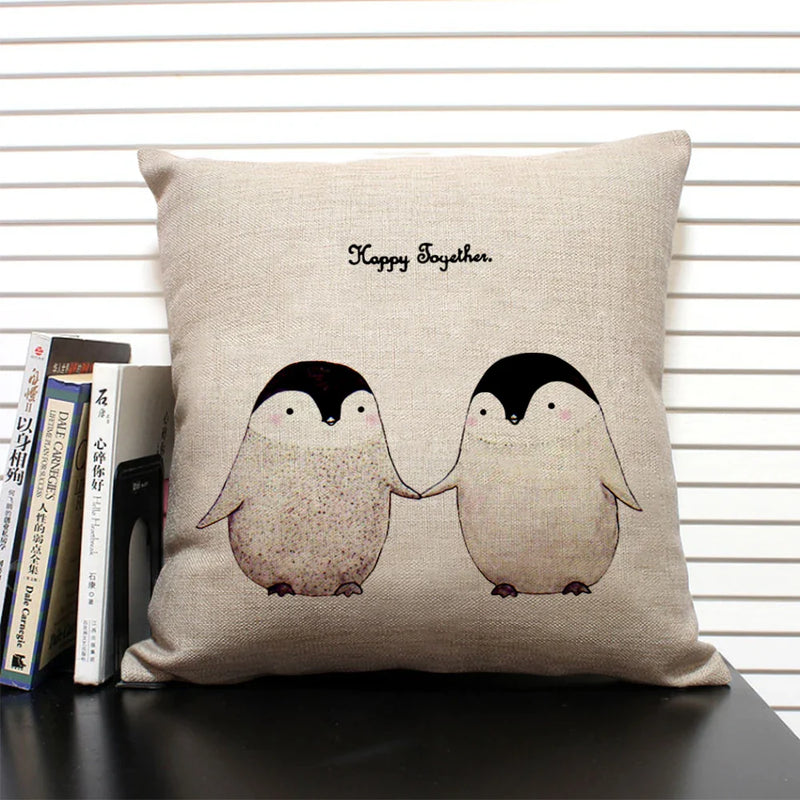 Animal Penguin Cushion Cover 45x45, Axyaa Brand - Cute & Funny Decorative Pillowcase
