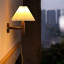 Axyaa Cream PVC LED Wall Lamps - Japanese Walnut Wood Applique Murale