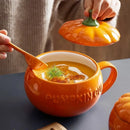 Axyaa Pumpkin Ceramic Coffee Mug with Lid - Home Office Drinkware and Decor